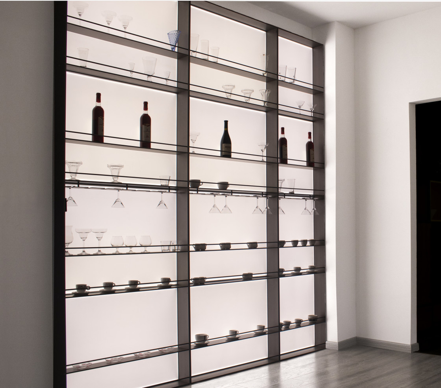 Muebles Led Light Estantes de aluminio montados en la pared Estantes colgantes en la pared Estante de vino para el hogar