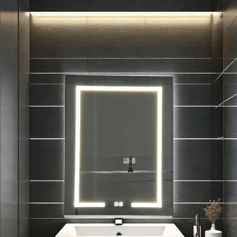 Fabrica al por mayor Elegante gabinete Ducha Gran espejo iluminado Baño Smart LED Espejo gabinete Aluminio Espejo