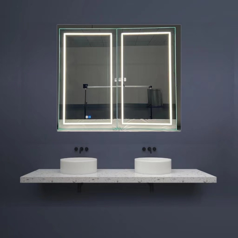 Fabrica al por mayor Elegante gabinete Ducha Gran espejo iluminado Baño Smart LED Espejo gabinete Aluminio Espejo