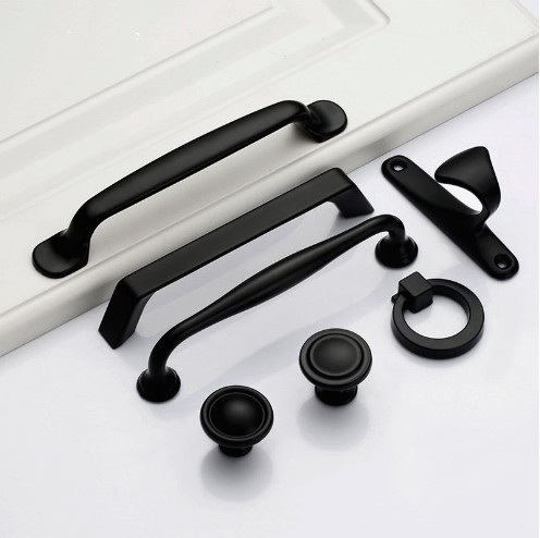 Muebles sólidos de agujero único accesorios de hardware cajón armario de la puerta del armario negro estadounidense manija armario tira