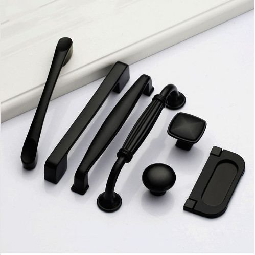 Muebles sólidos de agujero único accesorios de hardware cajón armario de la puerta del armario negro estadounidense manija armario tira