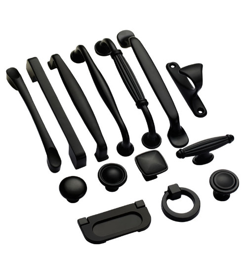 Muebles sólidos de agujero único accesorios de hardware cajón armario de la puerta del armario negro estadounidense manija armario tira