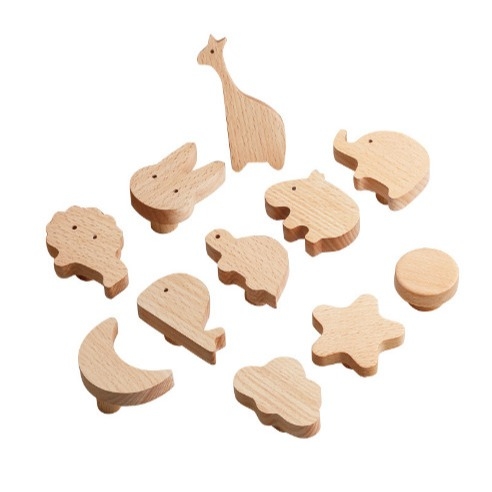 Creativo dibujos animados habitación de los niños animal puerta del armario tirar cajón de madera maciza gabinete gabinete puerta mango ganchos