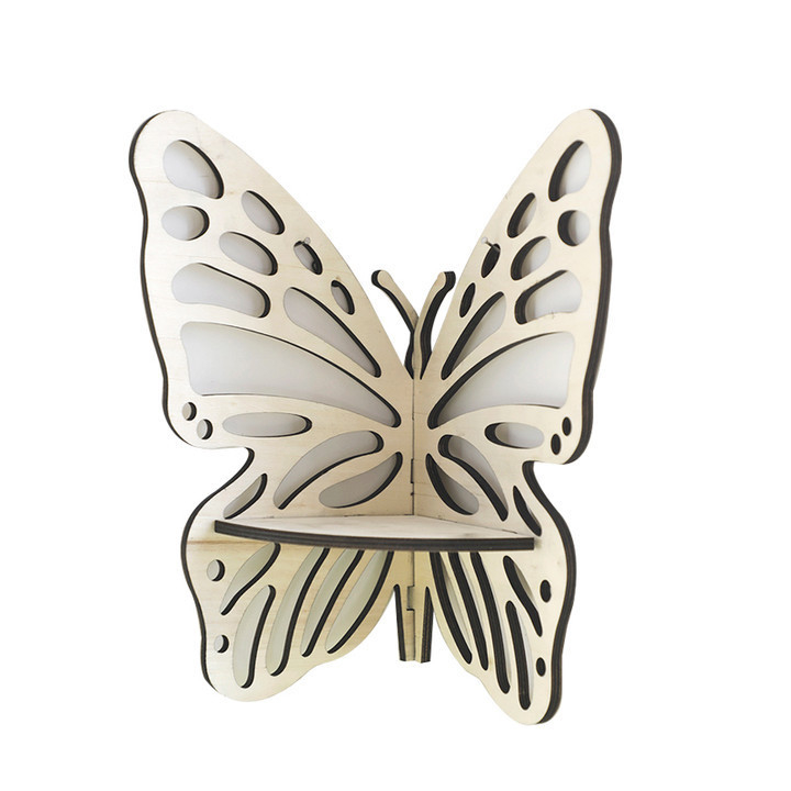 Estante de Esquina de Mariposa de Madera Estante Creativo Decoraciones de Pared Portadores de Velas Para Decoración del Hogar