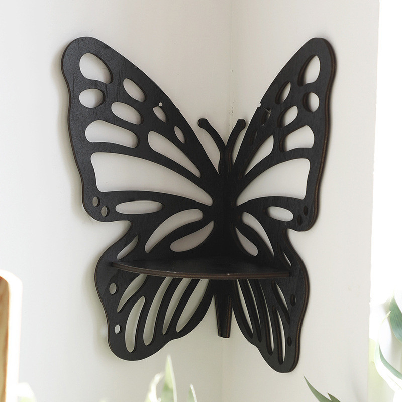Estante de Esquina de Mariposa de Madera Estante Creativo Decoraciones de Pared Portadores de Velas Para Decoración del Hogar