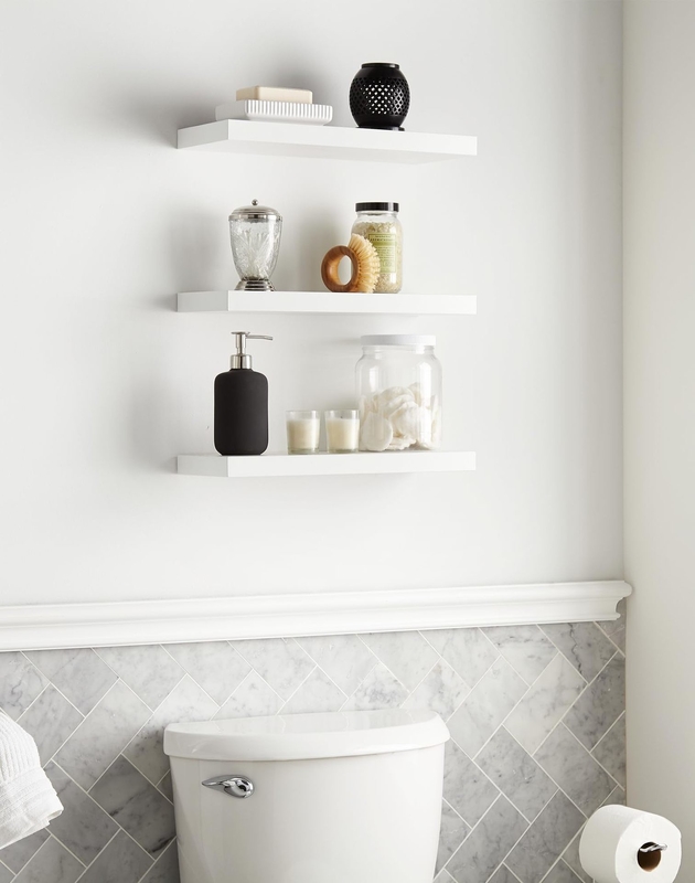 Estante de libros de madera blanca montado en la pared Estante flotante de cocina Estante de pared para decoración del hogar