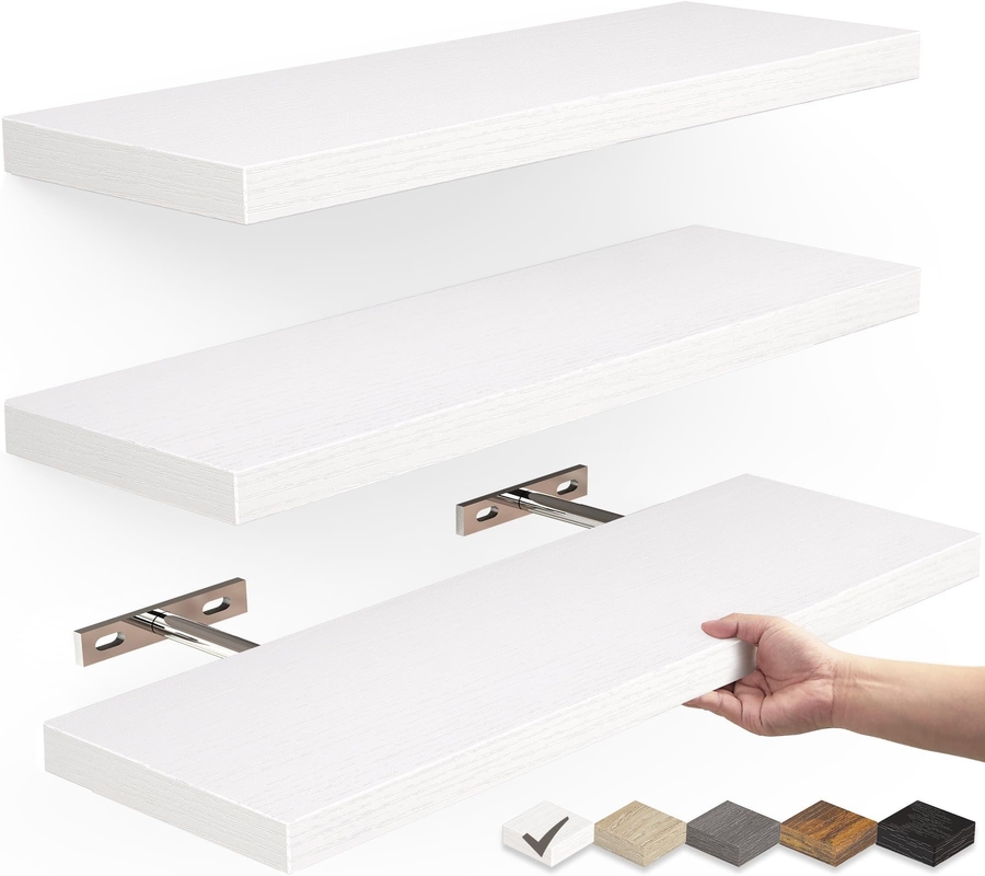Estante de libros de madera blanca montado en la pared Estante flotante de cocina Estante de pared para decoración del hogar