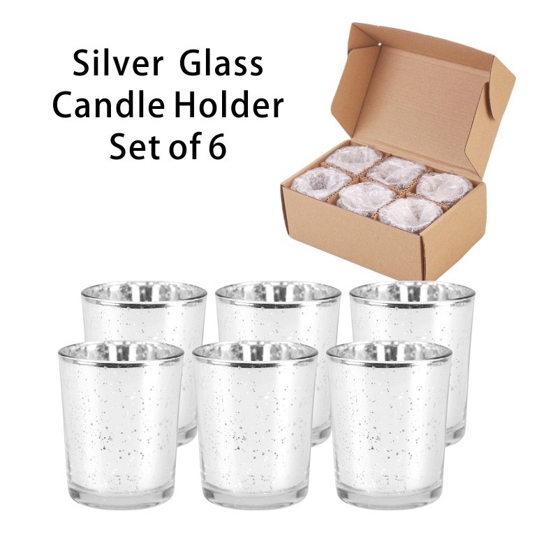 Puente de velas conjunto de revestimiento de vidrio electroplataje de color brillo pequeño frasco de vela para la decoración de la boda