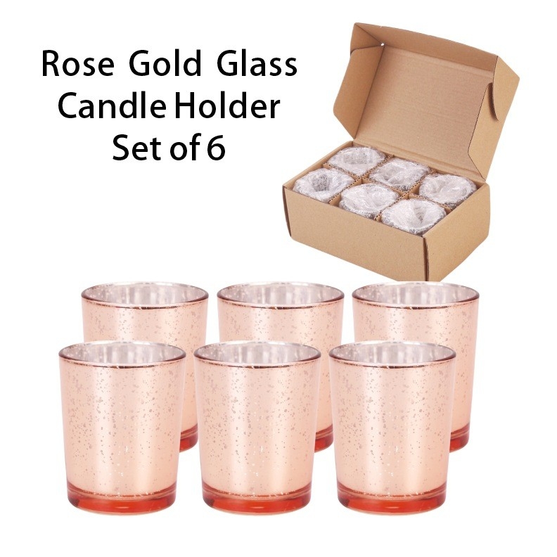 Puente de velas conjunto de revestimiento de vidrio electroplataje de color brillo pequeño frasco de vela para la decoración de la boda