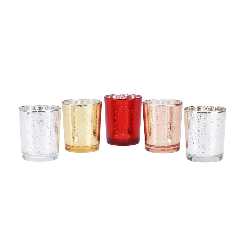 Puente de velas conjunto de revestimiento de vidrio electroplataje de color brillo pequeño frasco de vela para la decoración de la boda