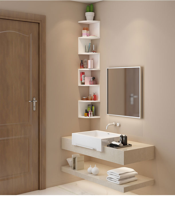 Estilo moderno 5 capas de madera de la esquina decorativa librería Estante de pared