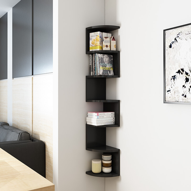 Estilo moderno 5 capas de madera de la esquina decorativa librería Estante de pared