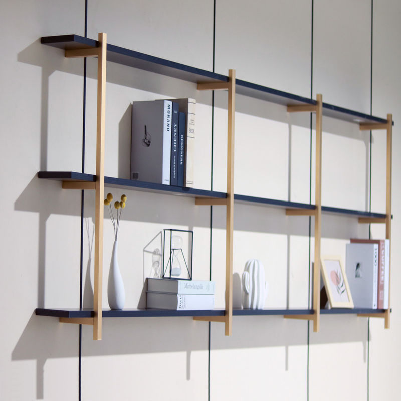 SGS estante de aluminio 820m m de la pared del marco metálico del oro de 3 capas para la decoración casera