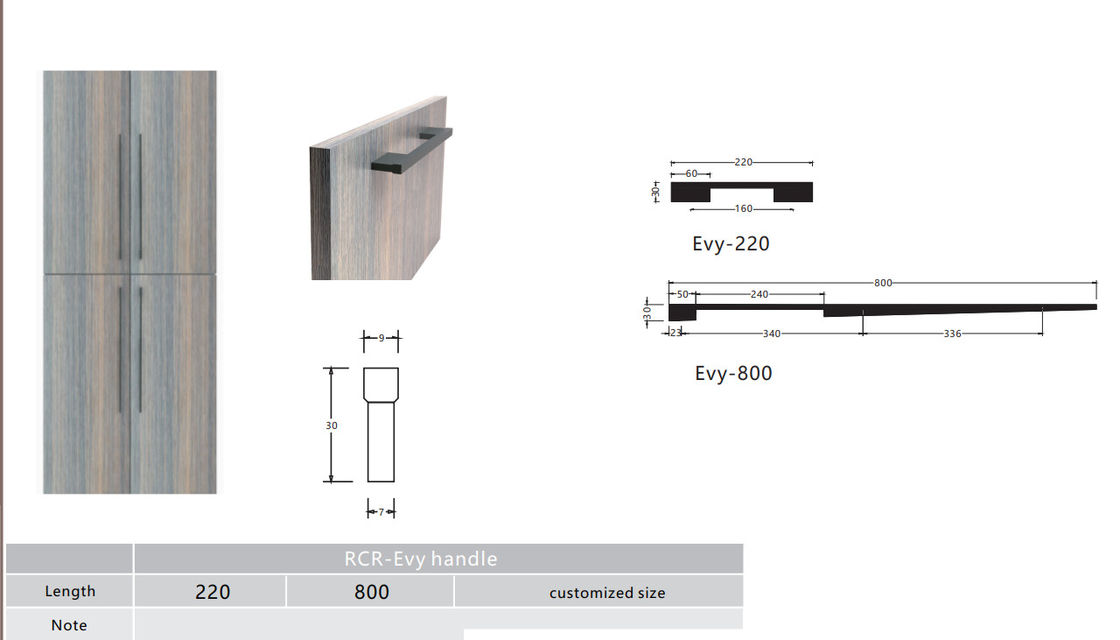 multicolor de aluminio de las manijas de los muebles de 1000m m anodizado para la puerta de gabinete